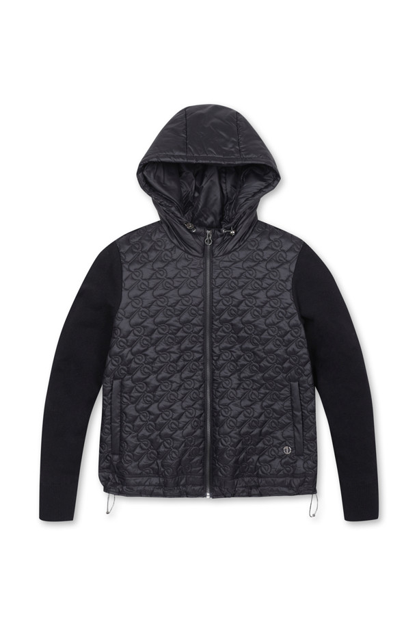 ELORD - 니트 - QUILTED HYBRID HOODIE JUMPER_series(Black)