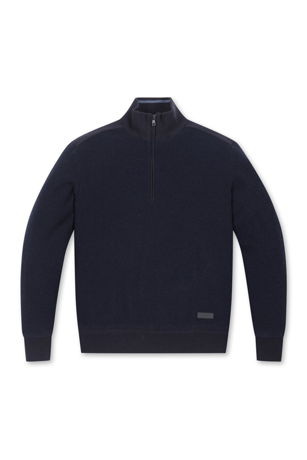 ELORD - 긴팔티셔츠 - BOUCLE WINDPROOF HALF ZIP SHIRTS(Navy)