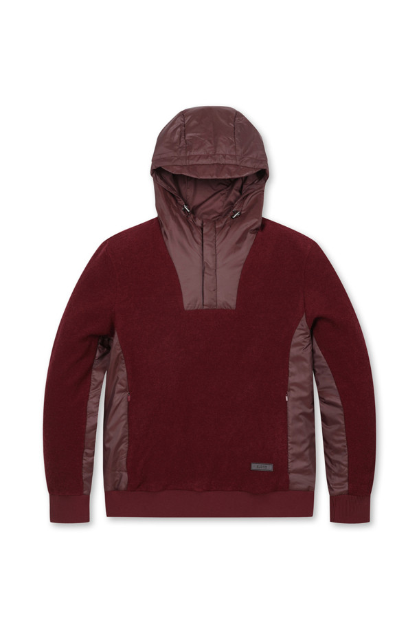 ELORD - 긴팔티셔츠 - BOUCLE HYBRID HALF ZIP HOODIE(Dark Wine)