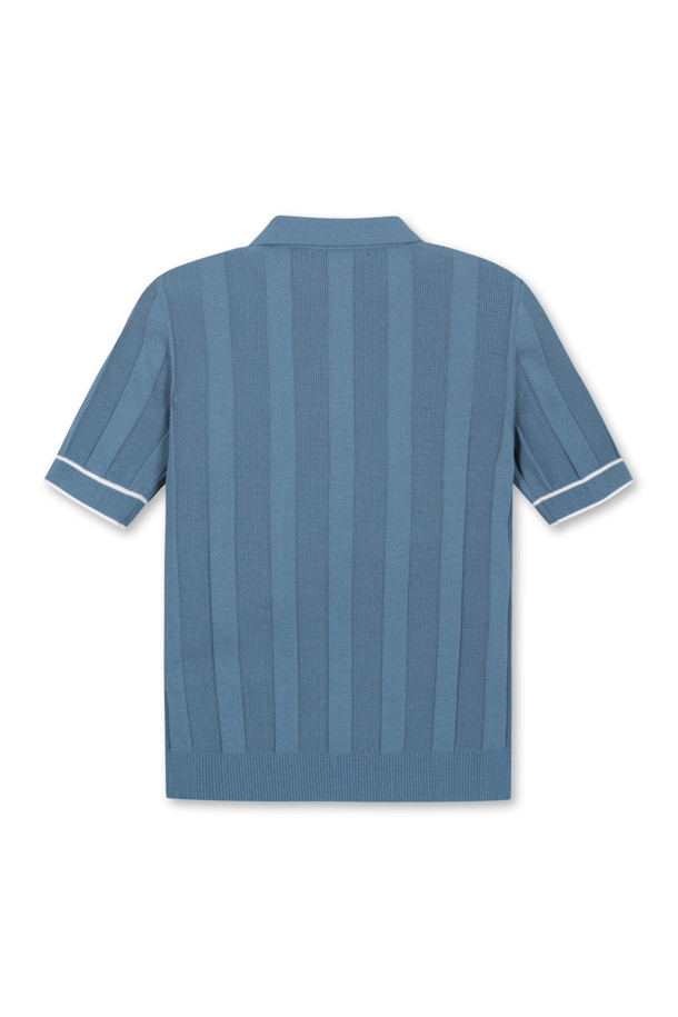 ELORD - 니트 - VERTICAL STRIPE POLO SWEATER(Blue)