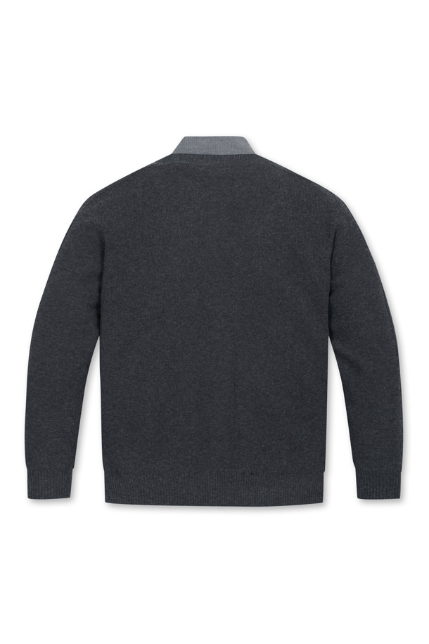 ELORD - 니트 - FAKE LAYERED WINDPROOF HIGHNECK SWEATER(Charcoal Grey)