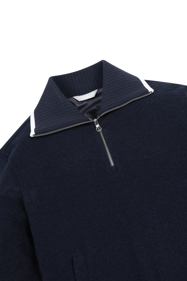 ELORD - 긴팔티셔츠 - BOUCLE WINDPROOF HALF ZIP SHIRTS(Navy)