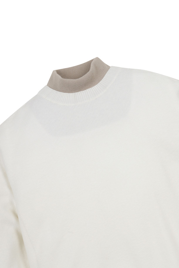 ELORD - 니트 - FAKE LAYERED WINDPROOF HIGHNECK SWEATER(Ivory)