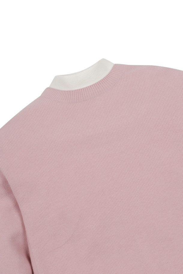 ELORD - 니트 - FAKE LAYERED WINDPROOF HIGHNECK SWEATER(Pink)