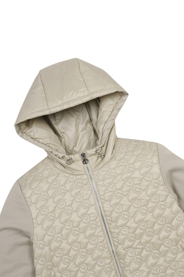 ELORD - 니트 - QUILTED HYBRID HOODIE JUMPER_series(Beige)