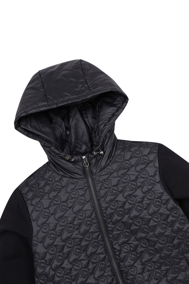 ELORD - 니트 - QUILTED HYBRID HOODIE JUMPER_series(Black)