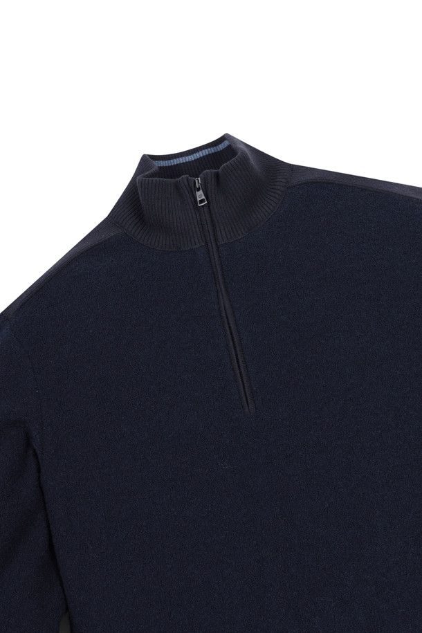 ELORD - 긴팔티셔츠 - BOUCLE WINDPROOF HALF ZIP SHIRTS(Navy)