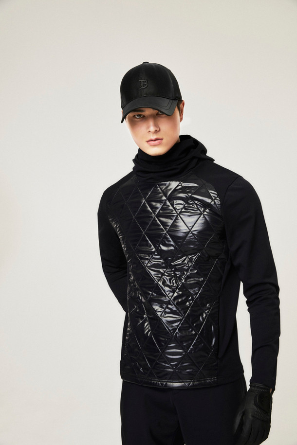 ELORD - 긴팔티셔츠 - [DEUX] MUSCLE FIT QUILTED HOODIE(Black)