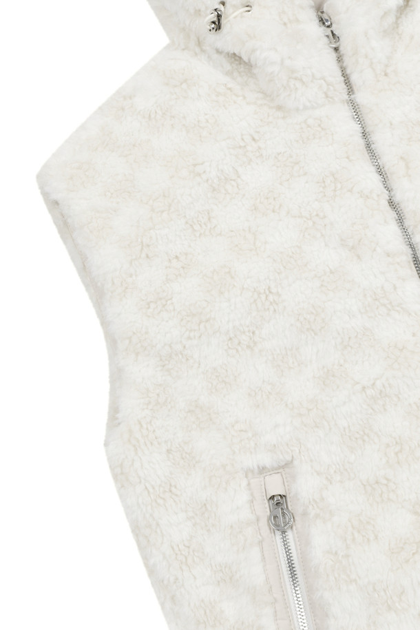 ELORD - 베스트 - ECO FUR HOODIE VEST(Beige)