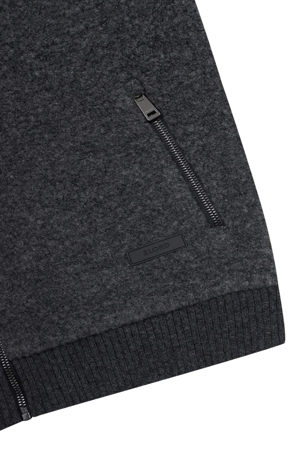 ELORD - 니트 - BOUCLE HYBRID WINDPROOF SWEATER JUMPER(Charcoal Grey)