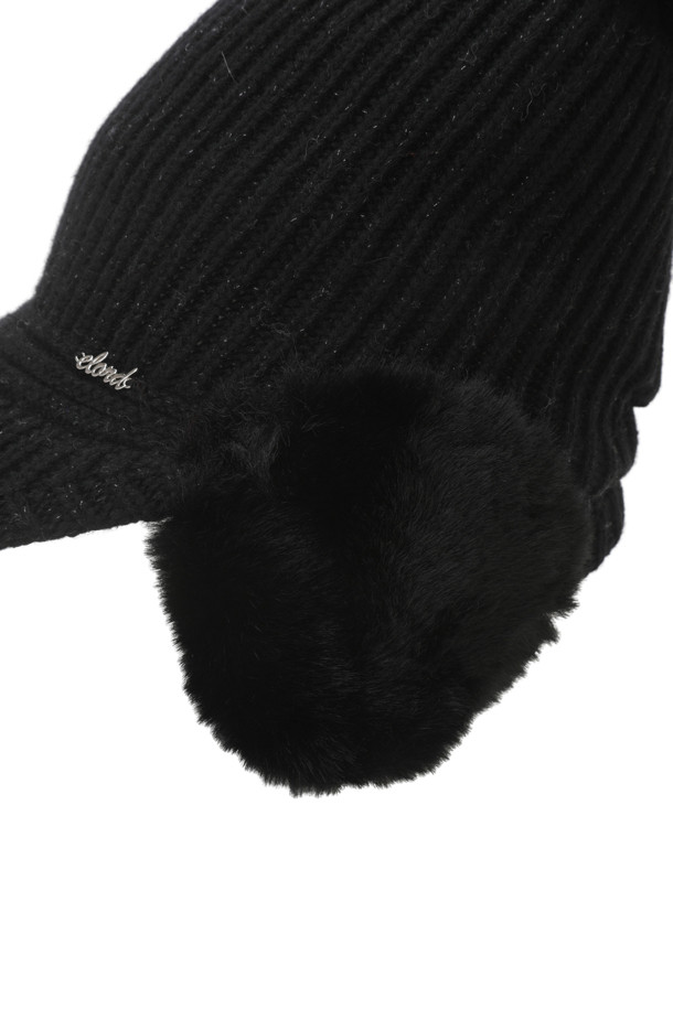 ELORD - 모자 - WOMEN KNIT MIXED HAT(Black)