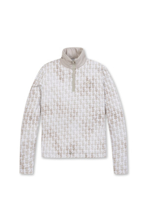 PATTERN HIDDEN HOOD HALF ZIP-UP(Beige)