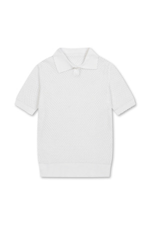 CROCHET SUMMER POLO SWEATER(White)