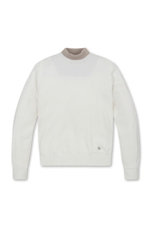 FAKE LAYERED WINDPROOF HIGHNECK SWEATER(Ivory)