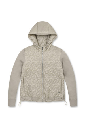 QUILTED HYBRID HOODIE JUMPER_series(Beige)