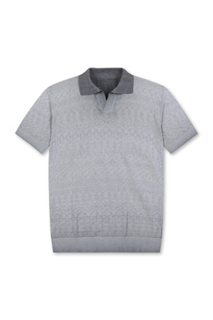 ICE COTTON TEXTURED POLO SWEATER(Grey)