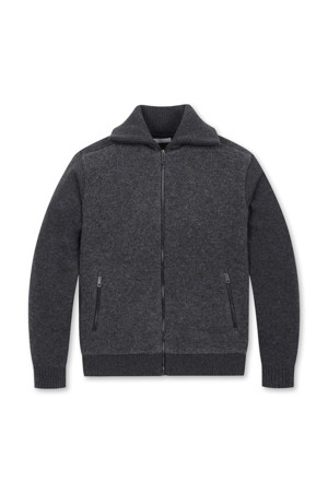 BOUCLE HYBRID WINDPROOF SWEATER JUMPER(Charcoal Grey)