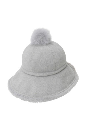 WOMEN BOBBLE BUCKET HAT(Melange grey)