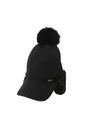 WOMEN KNIT MIXED HAT(Black)