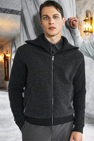 BOUCLE HYBRID WINDPROOF SWEATER JUMPER(Charcoal Grey)