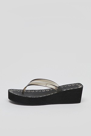 Eyelet platform sandals(Black)_BLACK-a