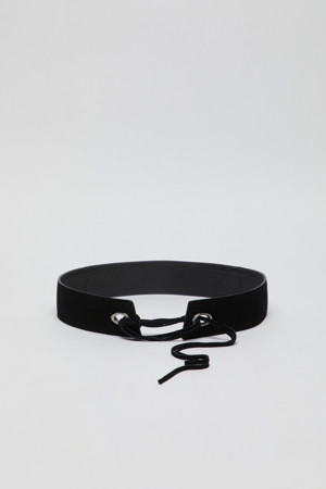 Eyelet wide belt(Suede black)_BLACK-a