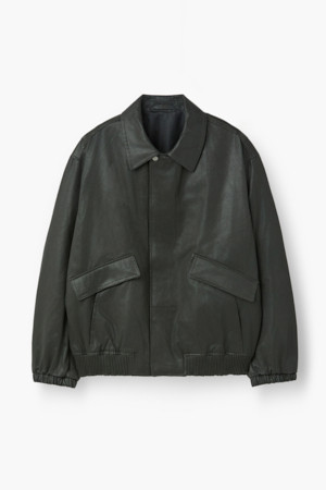 크랙 페이크 레더 점퍼