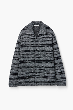 자카드 패턴 카라 니트 가디건