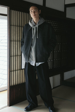 울 투톤 블루종 자켓