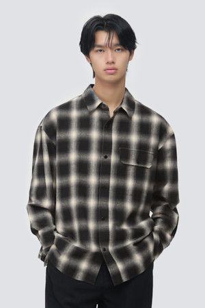 옴브레 체크 셔츠