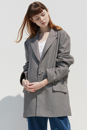 [FW] UNISEX HOUNDSTOOTH JACKET_BLACK