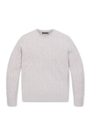 CABLE CASHMERE ROUND SWEATER(MEN)