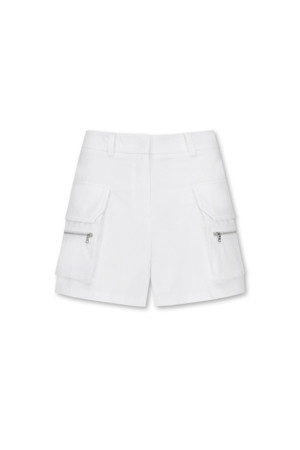 ELASTIC BAND POCKET SHORTS(WOMEN)_WHITE-a