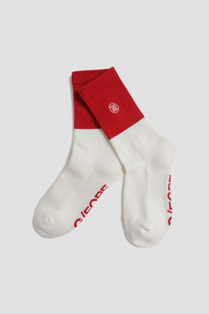 COLOR BLOCK CREW SOCKS(WOMEN)_RED-a