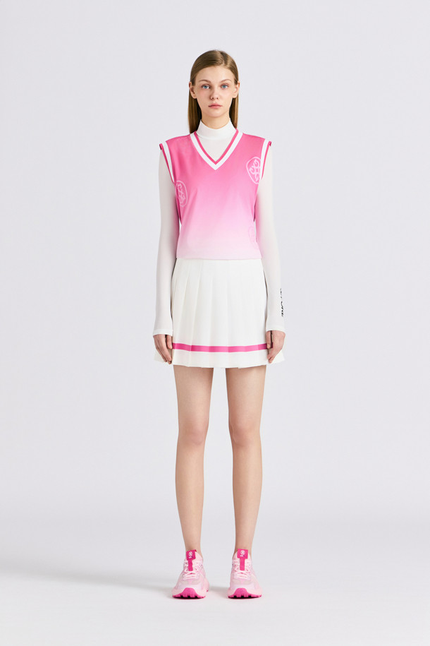 지포어-WOMEN APPAREL-V NECK WOOVEN VEST(WOMEN)