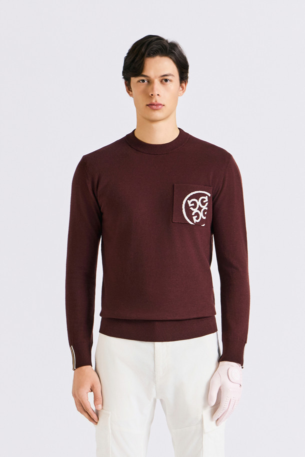 WINDPROOF ROUNDNECK SWEATER(MEN)_WINE-a