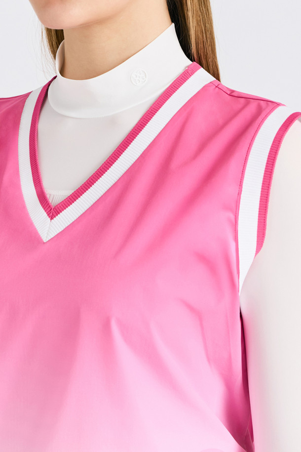 지포어-WOMEN APPAREL-V NECK WOOVEN VEST(WOMEN)