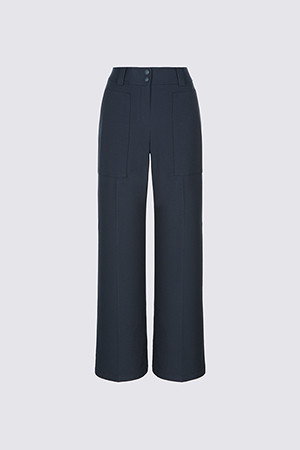 WINDPROOF FLARE CUT PANTS (WOMEN)_NAVY-a
