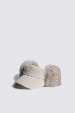 FOX FUR VISOR(WOMEN)_BEIGE-a