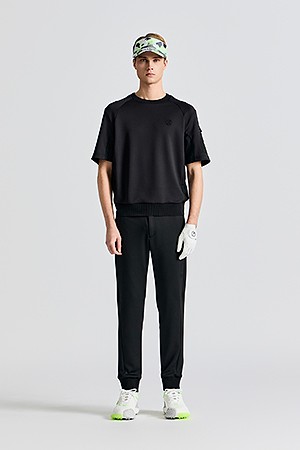 JERSEY WOVEN HYBRID T-SHIRT(MEN)_BLACK-a