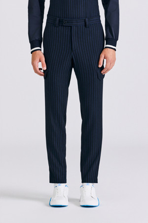 PINSTRIPE WOOL CARGO PANTS (MEN)_NAVY-a
