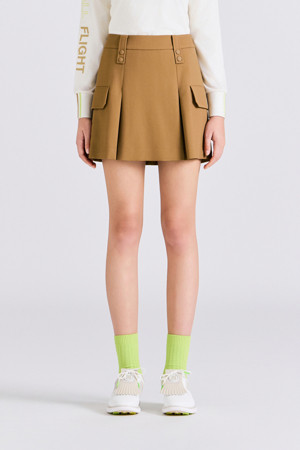 TWILL A-LINE SKIRT(WOMEN)_BEIGE-a