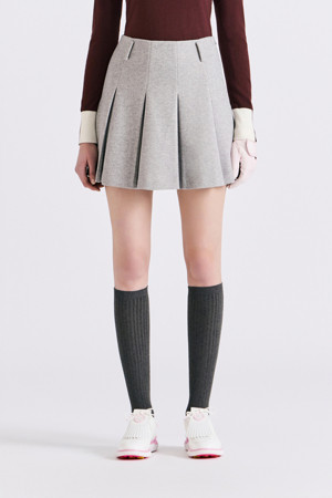 WOOL PLEATED SKIRT (WOMEN)_GREY-a