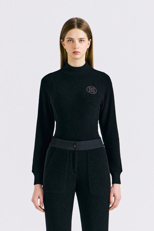 BOUCLÉ CREWNECK (WOMEN)_BLACK-a