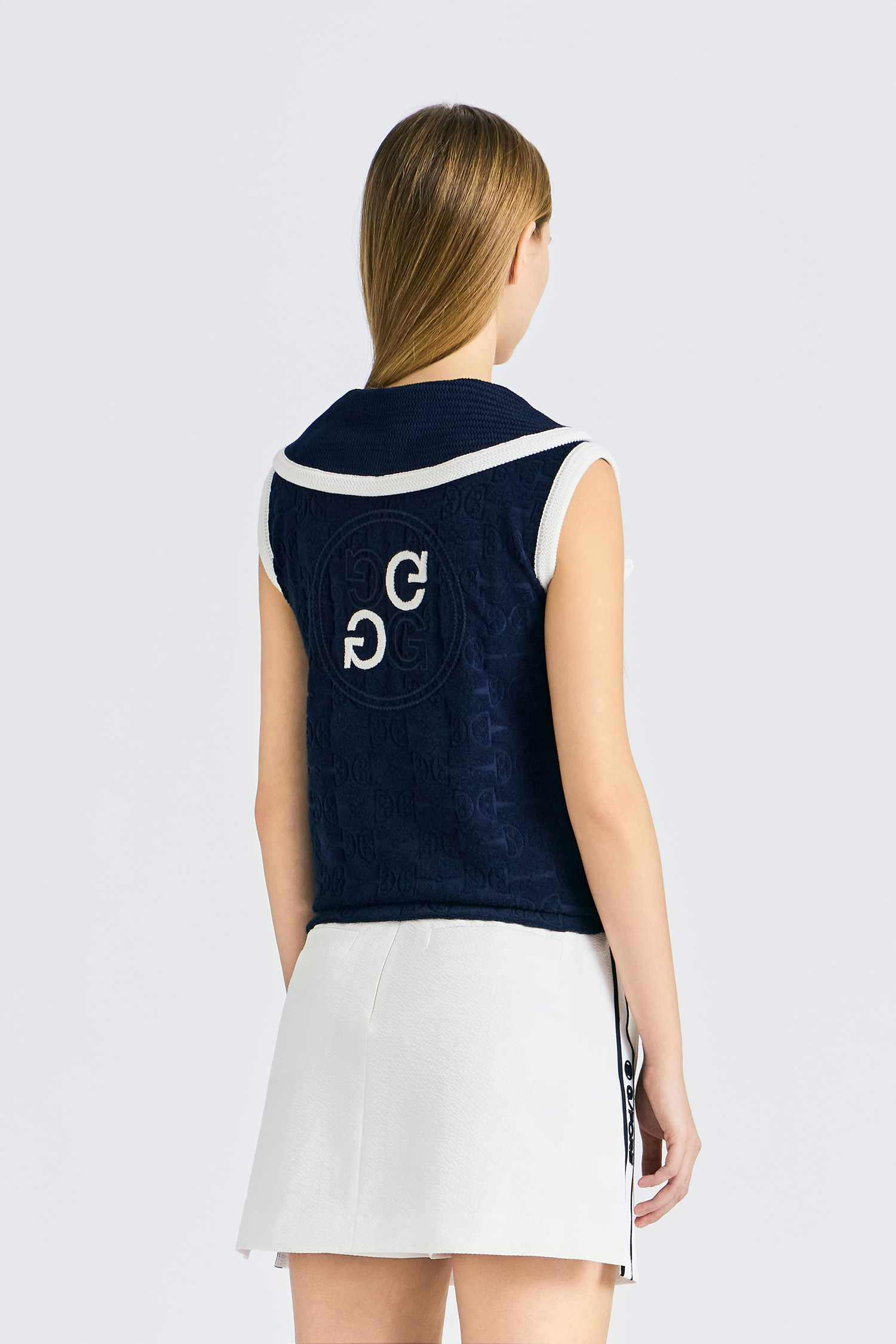 【G FORE】 JACQUARD SAILOR-COLLAR T-SHIRT(WOMEN) / 追跡付 지포어 | JACQUARD SAILOR-COLLAR T-SHIRT(WOMEN)