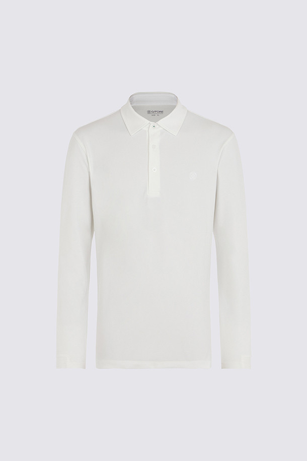 MÉLANGE LONG SLEEVE POLO (MEN) 					 					 					_WHITE-a