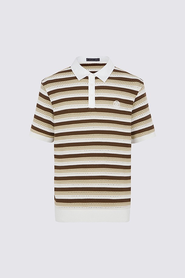 지포어-MEN APPAREL-CROCHET STRIPED POLO(MEN)