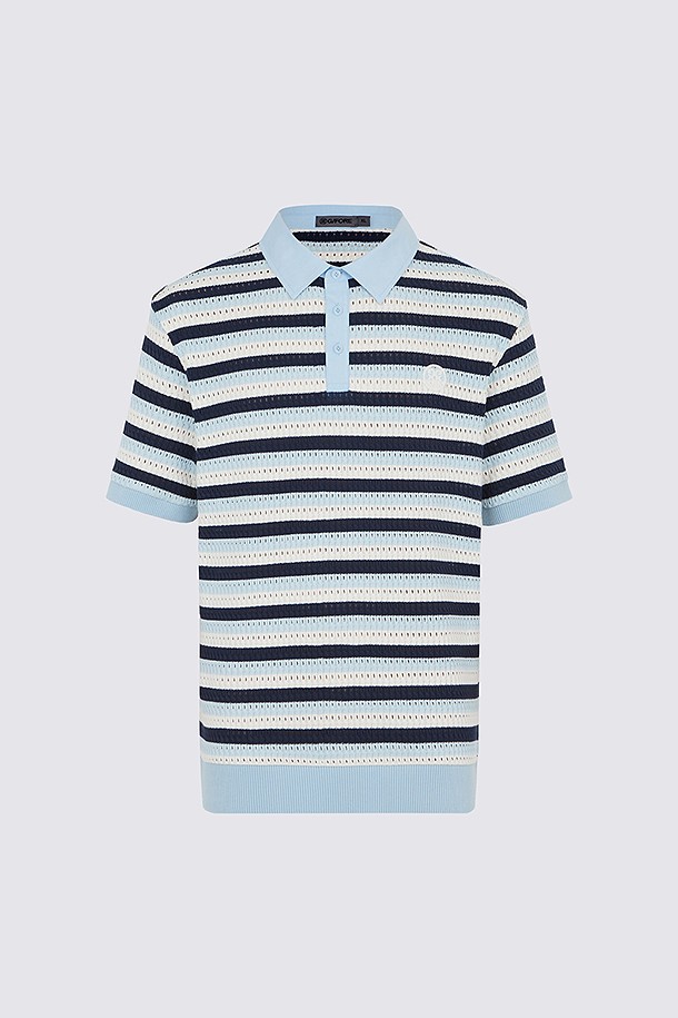 지포어-MEN APPAREL-CROCHET STRIPED POLO(MEN)