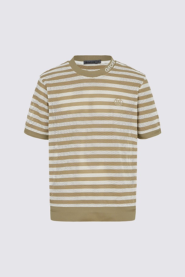지포어-MEN APPAREL-MESH STRIPED T-SHIRT(MEN)					 					 					