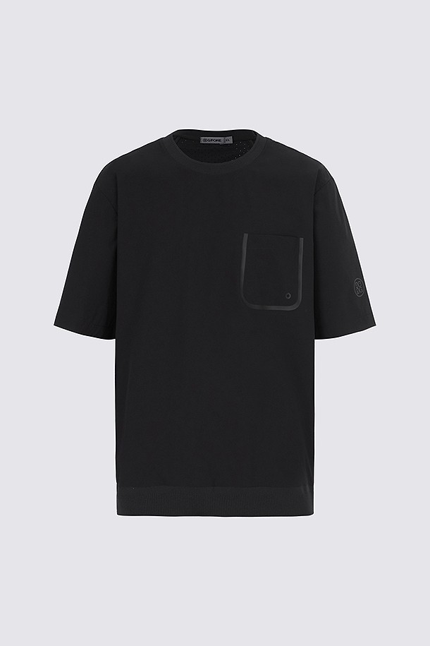 SHORT SLEEVE ROUND NECK PULLOVER(MEN)_BLACK-a